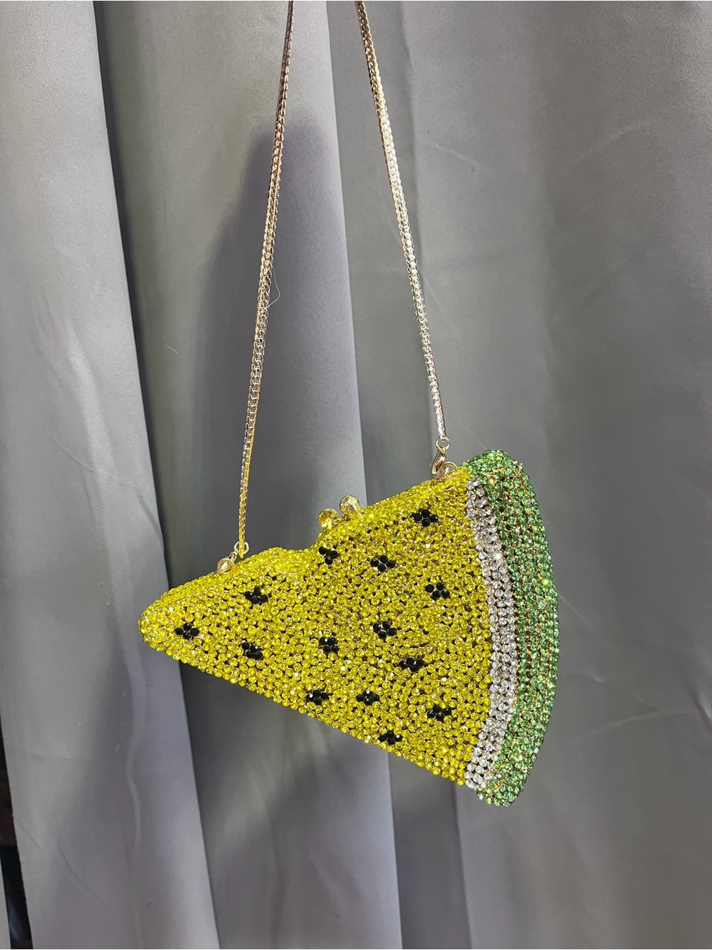 Yellow Crystal Watermelon Slice Evening Bag - Unbranded